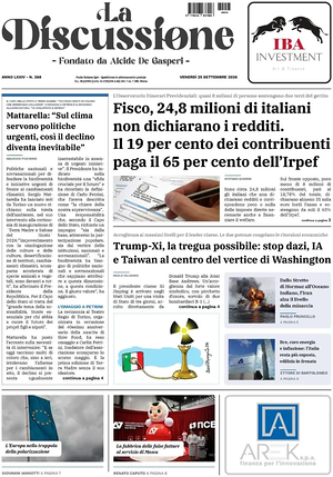 Prima pagina La Discussione di oggi - Quotidiano nazionale