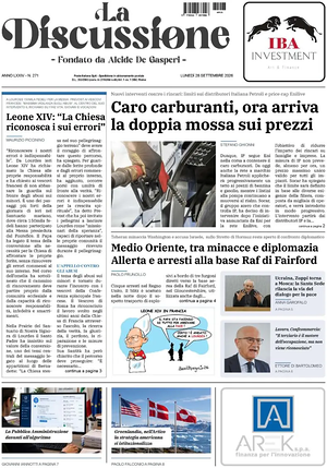 Prima pagina La Discussione di oggi - Quotidiano nazionale
