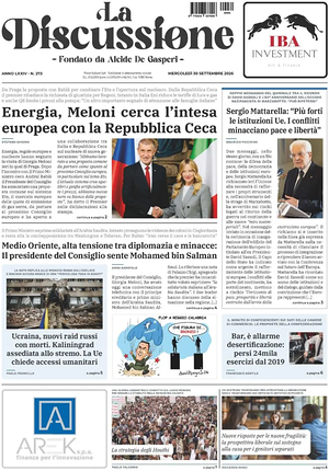 Prima pagina La Discussione di oggi - Quotidiano nazionale