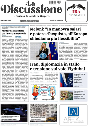 Prima pagina La Discussione di oggi - Quotidiano nazionale