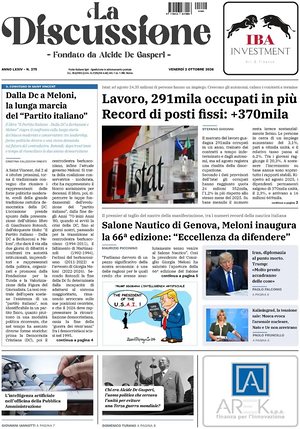 Prima pagina La Discussione di oggi - Quotidiano nazionale