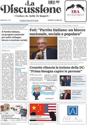 Prima pagina La Discussione di oggi - Quotidiano nazionale
