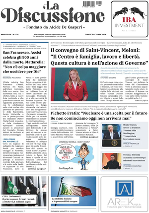 Prima pagina La Discussione di oggi - Quotidiano nazionale