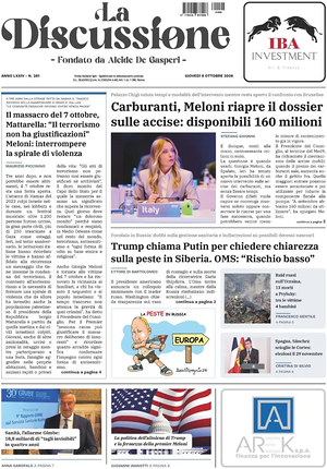 Prima pagina La Discussione di oggi - Quotidiano nazionale