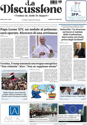 Prima pagina La Discussione di oggi - Quotidiano nazionale