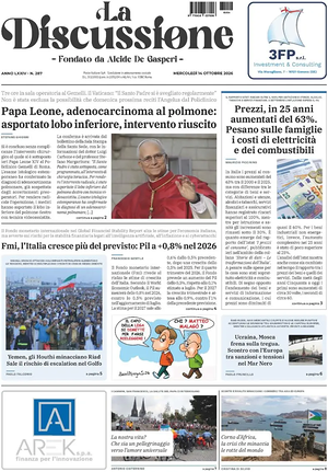 Prima pagina La Discussione di oggi - Quotidiano nazionale