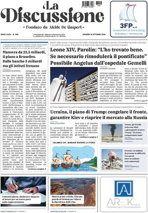 Prima pagina La Discussione di oggi - Quotidiano nazionale