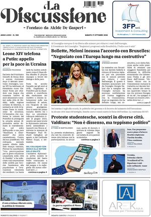 Prima pagina La Discussione di oggi - Quotidiano nazionale