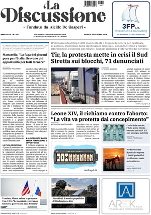 Prima pagina La Discussione di oggi - Quotidiano nazionale