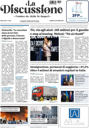 Prima pagina La Discussione di oggi - Quotidiano nazionale
