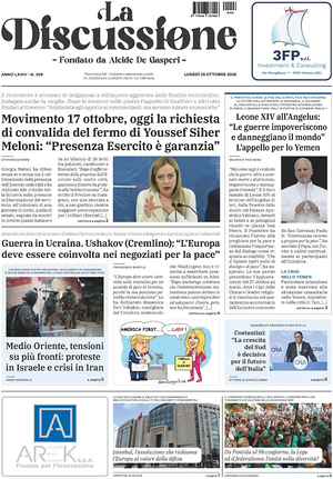 Prima pagina La Discussione di oggi - Quotidiano nazionale