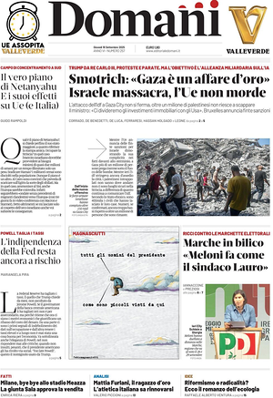 Prima pagina Domani di oggi - Quotidiano nazionale