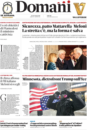 Prima pagina Domani di oggi - Quotidiano nazionale