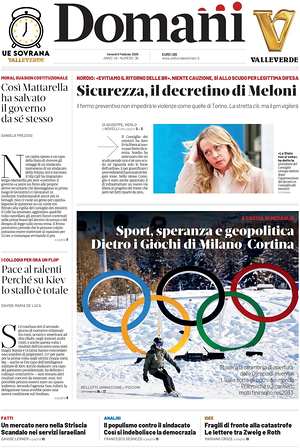 Prima pagina Domani di oggi - Quotidiano nazionale