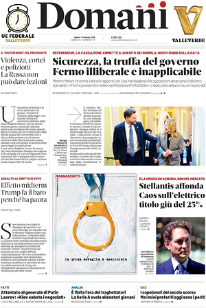 Prima pagina Domani di oggi - Quotidiano nazionale