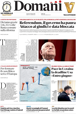 Prima pagina Domani di oggi - Quotidiano nazionale