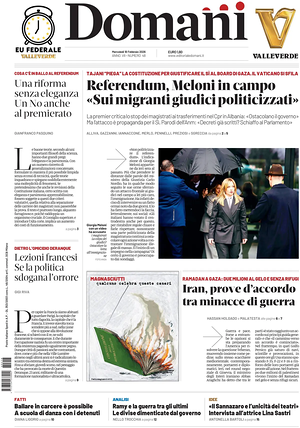 Prima pagina Domani di oggi - Quotidiano nazionale
