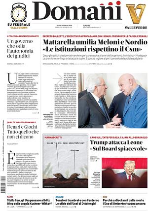 Prima pagina Domani di oggi - Quotidiano nazionale
