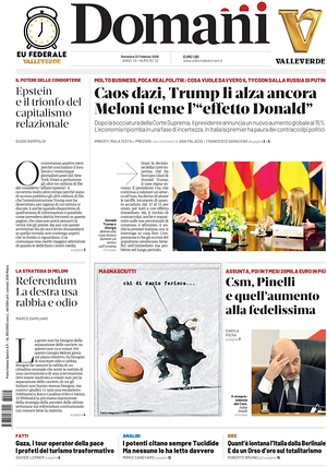 Prima pagina Domani di oggi - Quotidiano nazionale