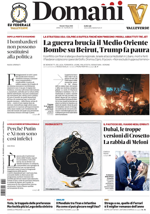 Prima pagina Domani di oggi - Quotidiano nazionale