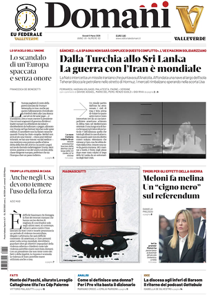 Prima pagina Domani di oggi - Quotidiano nazionale