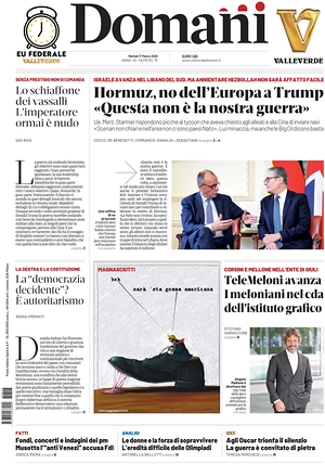 Prima pagina Domani di oggi - Quotidiano nazionale