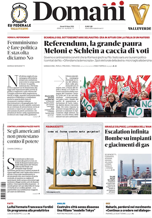 Prima pagina Domani di oggi - Quotidiano nazionale