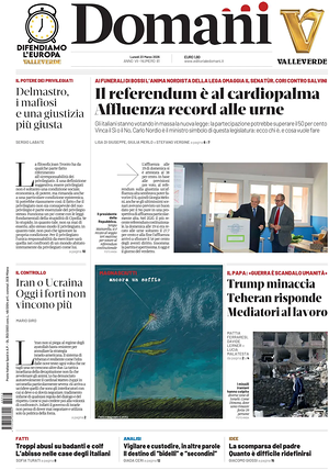 Prima pagina Domani di oggi - Quotidiano nazionale