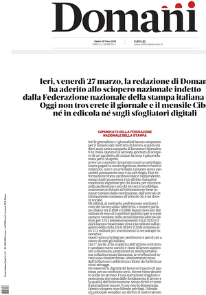 Prima pagina Domani di oggi - Quotidiano nazionale