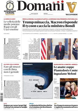 Prima pagina Domani di oggi - Quotidiano nazionale