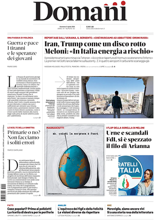 Prima pagina Domani di oggi - Quotidiano nazionale