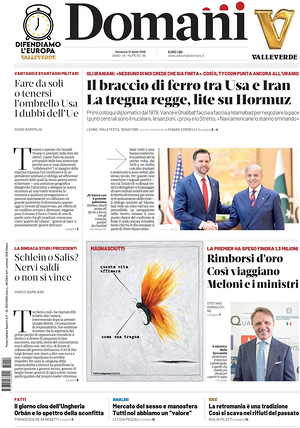Prima pagina Domani di oggi - Quotidiano nazionale