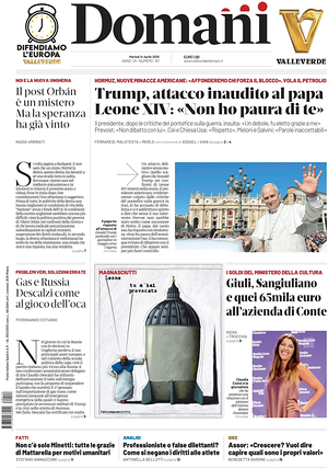 Prima pagina Domani di oggi - Quotidiano nazionale