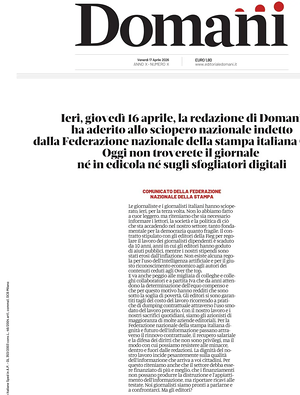 Prima pagina Domani di oggi - Quotidiano nazionale