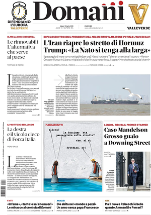 Prima pagina Domani di oggi - Quotidiano nazionale