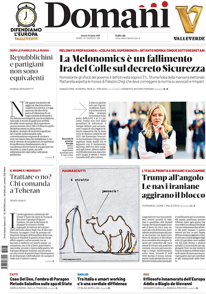 Prima pagina Domani di oggi - Quotidiano nazionale