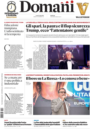 Prima pagina Domani di oggi - Quotidiano nazionale