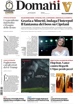 Prima pagina Domani di oggi - Quotidiano nazionale