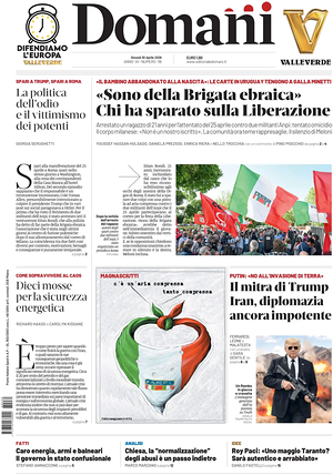 Prima pagina Domani di oggi - Quotidiano nazionale