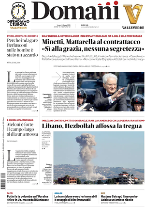 Prima pagina Domani di oggi - Quotidiano nazionale