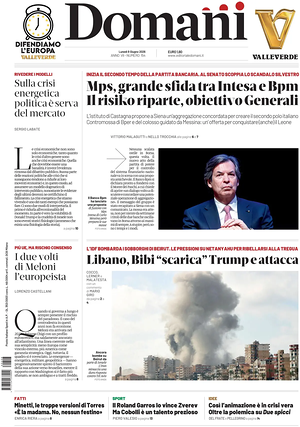 Prima pagina Domani di oggi - Quotidiano nazionale