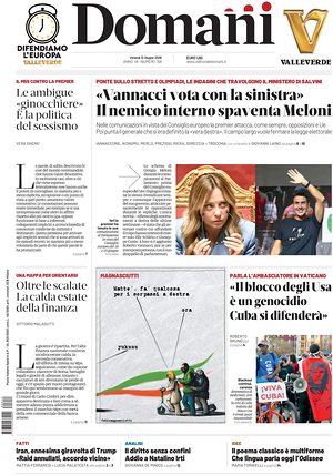 Prima pagina Domani di oggi - Quotidiano nazionale