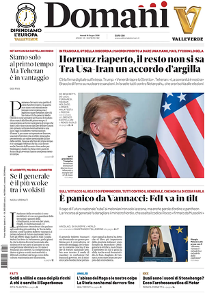 Prima pagina Domani di oggi - Quotidiano nazionale