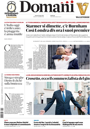 Prima pagina Domani di oggi - Quotidiano nazionale