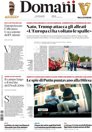 Prima pagina Domani di oggi - Quotidiano nazionale