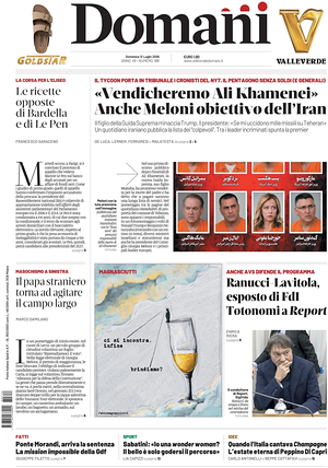 Prima pagina Domani di oggi - Quotidiano nazionale