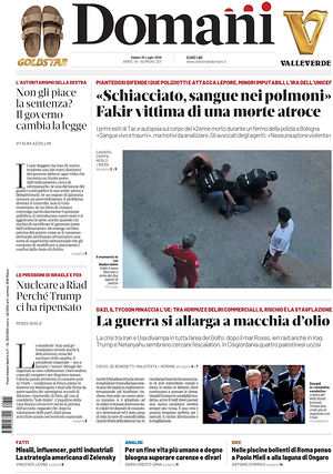 Prima pagina Domani di oggi - Quotidiano nazionale