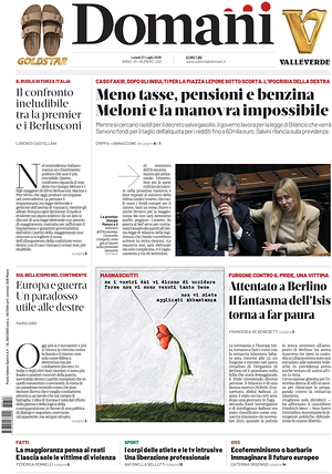 Prima pagina Domani di oggi - Quotidiano nazionale