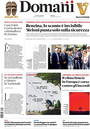 Prima pagina Domani di oggi - Quotidiano nazionale