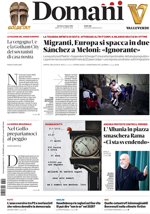 Prima pagina Domani di oggi - Quotidiano nazionale